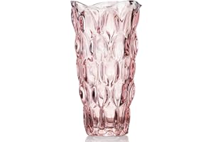 CEMABT Glass Vases for Flowers, Unbreakable 3.4 lb Morden Vases for Tables Centerpieces, Vintage and Clear Rose Large Vases Christmas Thanksgiving Gifts, Pink