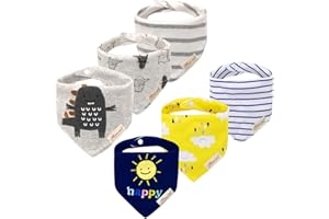 Minizone Baby Bandana Dribble Bibs 6PCS, Super Soft and Absorbent Pure Cotton Drool Bibs for Drooling and Teething for Boys Girls