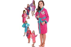 LEBENGOOD - Peignoir Filles Coton: Fille, Enfant - 100% Coton OEKO-TEX® - 2 Poches, Ceinture, Capuche, Peignoirs en peluche très doux avec broderies pour filles