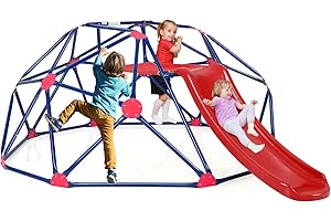 COSTWAY Cupola di Arrampicata, Struttura per Arrampicata con Scivolo, Capacità di Carico di 180 KG, per Bambini da 3 a 10 Anni, Ideale per Palestra, Cortile e Giardino (Stile 2 Rosso)