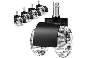 Newpop 5 st hjul kontorsstol gummi 11 x 22 mm, 360° rotation | för spelstolar, svängbar hjul design nötning, tysta reservhjul