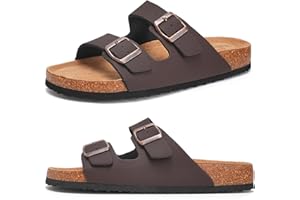 Torotto Pantuflas Mules Sandalias para Hombre con Punta Cómodas de Playa con Hebilla Planas Zuecos Verano Zapatillas de corcho para Caballeros