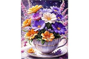 DAISEN ART Peinture Numero Adulte, DIY Peinture Par Numero Adulte, Peinture Acrylique pour Adultes Enfants débutants Facile sur Toile Peinture Numero avec peintures et pinceaux, Fleur Mauve 40×50 cm
