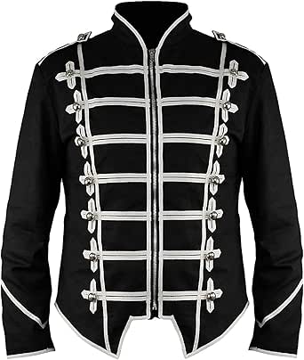 Ro Rox Giacca Stretta di Parata ilitare Punk Goth per Uoini