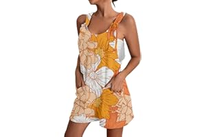 SHITOUJI Jumpsuits Womens Air Essentials Short Dungarees Adjustable Strap Sleeveless Wide Leg Suspender Rompers with Pockets Summer Casual Backless Playsuits for Women UK