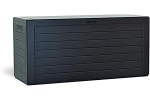 KG KITGARDEN - Cassapanca multiuso da esterno, capacità 280 l, 55 x 116 x 43,3 cm, grigio antracite