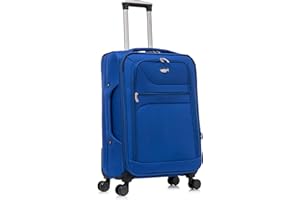 Aerostar Medium 26” Lightweight Softshell Expandable Suitcase, Integrated Combination Lock, 4 Wheels Check in Luggage for 15 to 20kg (Royal Blue, 78 litres)