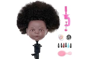 NEVERLAND BEAUTY & HEALTH Tête à Coiffer Afro Enfant Neverland Tete a Coiffer et a Maquiller Tete a Coiffer Barbie Tête de Coiffure Accessoires de Coiffure Inclus, Jouet pour Enfants dès 3 Ans