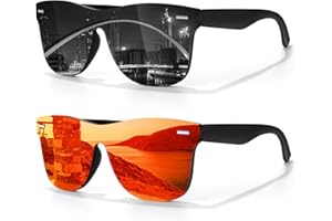 LINVO Gafas de Sol Polarizadas Hombre Mujer Moda Sombras Planas Pieza Conducir Pescar Protección UV