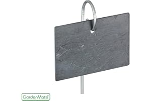 Gardenmate Set Di 10 Etichette Per Piante In Ardesia Con Sbarre Di Metallo - Stile Moderno