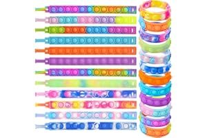 Steemjoey 24 Pezzi Braccialetto Pop Giocattoli,Fidget Toys Set Braccialetti per Bambini Adulti,Bracciale in Silicone Push Bubble Bracelets,Fidget Toys Antistress Sensory Ideale Come gadget per Feste