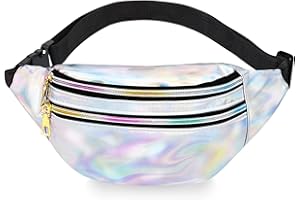 Getervb Riñoneras Mujer Moda Vestir Riñoneras Holográfica Impermeables Bolsas de Cintura Brillante Ajustable para Ciclismo Running Deportes al Aire Libre Viajes Fiestas Festivales (Plata)