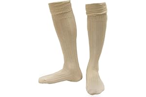 I LOVE FANCY DRESS LTD Chaussettes bavaroises pour homme – Mélange de laine allemande Lederhosen Cream Kilt Socks Fancy Dress Scottish Highlander – 39-45