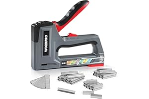 WORKPRO Agrafeuse Murale Multifonction 6 en 1 avec 4000 Agrafes, Agrafeuse Manuelle pour Fixer le Matériel, Décoration de Meuble, Assemblage de Porte, Fenêtre, Armoire