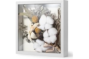 Chumix Cornice Profonda in Iegno, Cornice 3D per Oggetti e Decorazioni – Cornice 20x20 cm, per la Decorazione Fai da te di Bouquet, Esemplari, Conchiglie, aAcquerelli, Foto Commemorative (Bianco)