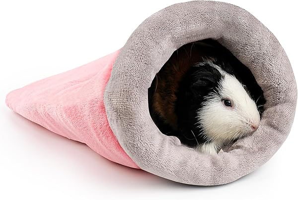Guinea Pig Sleeping Bag, Adjustable Entrance for Keep Opening, Snuggle Bag and Playtime Sack for Guinea Pig, Rabbits and Other Small Pets, Pink - 1