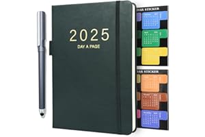 NEYSA Agenda académique 2025 de Janvier à Décembre 2025, Agenda Journalier 2025 A5 Page par jour avec Stylo,Onglets Mensuels, Signet, Boucle de stylo (Noir)