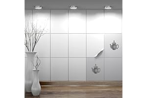 ‎FOLIESEN FoLIESEN - Fliesenaufkleber 15x20 cm | selbstklebende Fliesen-Folie für Bad & Küche | entfernbare Klebe-Folie für Wandfliesen Küchenrückwand & Bordüren | 15 Klebefliesen, Weiß glänzend