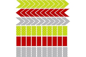 UCUNJIA 60PCS Catarifrangente Adesivo, 2 misure Nastro adesivo riflettente di avvertenza Nastro di avvertenza di sicurezza adesivi moto