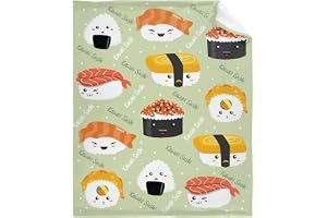 YINGD Söt sushi Kawaii flanell filt varm mysig mjuk tecknad mat tryck filtar för säng soffa soffa rum dekoration gåvor stor f