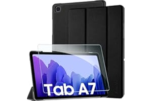 EasyAcc Funda y Protector de Pantalla Compatible con Samsung Galaxy Tab A7 10.4 2020/2022, Case Ultra Slim Carcasa Smart Cover PU Alta Definicion Cristal Vidrio Premium para SM-T500/SM-T505