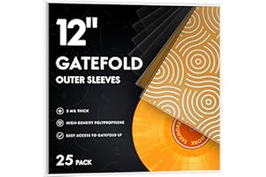 TAKMORK Gatefold Record Sleeves for 12-inch Vinyl Albums: Clear Plastic Outer Sleeves with 3 Mil Thickness for LPs Protection, 25pcs