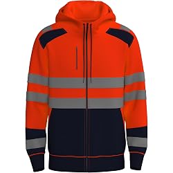 Sweat à Capuche Haute Visibilité Homme - Polaire Contrastée - Taille Régulière
