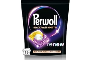 ‎PERWOLL Perwoll Renew Caps Black Waschmittel (19 Wäschen), All-in-1 Waschmittel Caps reinigen sanft und erneuern Farben & Fasern, für alle dunklen Textilien, mit Dreifach-Renew-Technologie