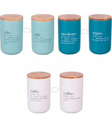 Villa d'Este Home Tivoli Barattolo sale grosso 700 ml in ceramica, coperchio in bambù, Victionary