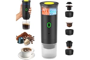 Umisu Machine à Café Portable, 3 en 1 Cafetières Expresso à Capsules et Café Moulu Machine à Expresso Électrique Chauffage Rapide pour Bureau Voyage Camping Maison (Noir)