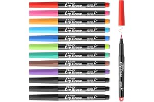 YISAN Magnetiska whiteboardpennor ultrafin spets, 0,7 mm penntorka | Whiteboardmarkör extra fin med radergummi, 12 färger med låg lukt, 70566