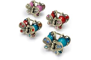 Kavya Pinza para el pelo pequeña, mariposa de cristal, retro, francesa, vintage, antideslizante, de metal, mini pinzas para el pelo, accesorios para el cabello, accesorios para el cabello, para mujer
