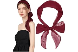 JK Home Women Long Satin Scarf Neckties Choker Solid Color Narrow Thin Silk Scarves Self-Tie Bow Waistband Hair Band Headbands Neckerchief Ribbon Tie Chiffon Scarf Belt for Bag Hair Accessories