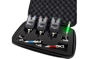 TMC Lot de 3 détecteurs de touche lumineux pour pêche à la carpe avec LED rouge, bleu et vert, résistant à l'eau