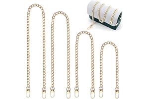 BUYSOW Set di 4 Catene in Metallo Oro per Borse, Lunghezze Assortite Tracolla per Borsa Donna 40/60/100/120cm, Catene di Ricambio Eleganti con Ganci Girevoli per Borse a Tracolla e a Mano