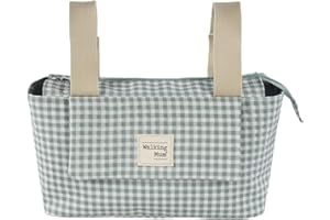 Walking Mum. Bolso organizador I Love Vichy. Bolsa de maternidad para silla de paseo. Asas cortas para fijar al carro. Color Verde. Medidas 31X17X12 cm.