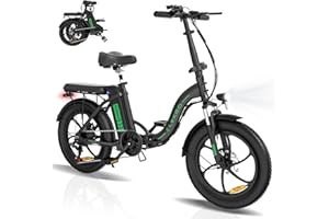 ELEKGO Bicicleta Eléctrica, 20"*3.0 Fat Tire Bici Eléctrica Plegable con Motor de 250W, 36V 12Ah Batería Extraíble, Asistencia de Pedal, 7-Velocidades Bicicleta Montaña Ebike para Unisex Adulto
