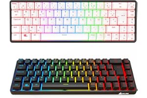 KLIM Shift - Clavier Mécanique 60% AZERTY - Nouveauté 2024 - RGB, 69 Touches de Rechange - Mini Clavier sans Fil Gamer 2.4Ghz & Bluetooth - PC Mac PS4 PS5 - Clavier TKL Noir et Blanc