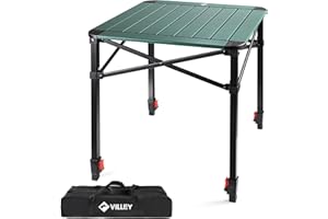 VILLEY Tavolo Pieghevole in Alluminio con borsa per il trasporto, tavolo da campeggio pieghevole, tavolo da balcone pieghevole, tavolo da giardino per picnic, campeggio, 52 * 52 * 65cm