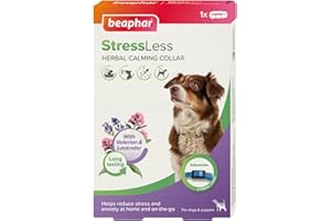 Beaphar – StressLess Herbal Calming Collar for Dogs – Reduces Stress & Anxiety at Home and On-the-Go – With Valerian & Lavender – 6 Weeks Long-Lasting Support – 1x Adjustable Collar (65cm)