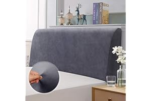 TAOCOCO Bed Headboard Covers, Headboard Covers for Double Bed/Small Double,Velvet All-inclusive Elastic Headboard Protection Cover,Grey Headboard Cover 120-140cm(Dark Grey)
