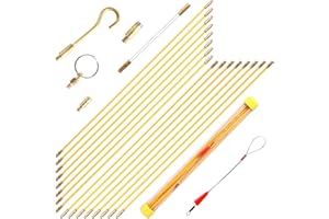 KTCINA 16 Stück Kabel-Einziehstangensatz 430 * 4mm Kabelstangen Fish Tape Hohe Zugfestigkeit Kabelstange Elektrowerkzeugsatz für die Wand mit Kabelschlange Verschiedenem Zubehör