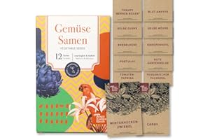 MAGIC GARDEN SEEDS Graines de légumes: 12 anciennes variétés de graines de légumes éprouvées pour le jardin, le potager surélevé ou le balcon - presque oubliées & délicieuses - Kit de graines pour débutants en guise de