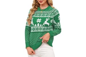 Quatrefox Weihnachten Pullover Damen Strickpullover Winter Warm Weihnachtspullover Rundhals Herbst Winterpullover Langarm Casual Lockerer Grobstrickpullover Elegant Strickwaren Oberteile