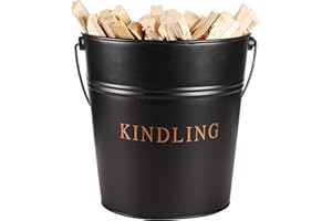 DIBOR Kindling Bucket - Black Fireside Wood Hearth Stove Storage Basket