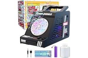 Panamalar Machine à Bulles, Machine à Bulles Automatique pour Enfants 10000+ Bulles avec 6 Grands Trous, Jouets à Bulles Portable avec Lumières de Couleur/Solution pour Extérieur Fête Mariage