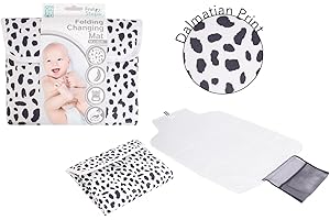 On The Go First Steps First Steps On The Go Baby Travel Folding Changing Mat- Portable Padded with Nappy Pocket, Easy Clean Waterproof- Dalmatian Print