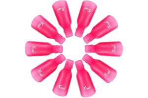 SWKJ 10 PCS Set Nail Polish Remover Clips Acrylic Gel Polish Clips Gel Polish Remover Nails Art Gel Cap for Toenail & Finger UV Gel Polish Removal (Rose Red)