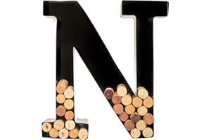 will's Porte-bouchon à vin - Lettre monogramme en métal (N), Noir, Grand | Cadeaux pour les amateurs de vin, cadeaux de pendaison de crémaillère, de fiançailles et de fête prénuptiale
