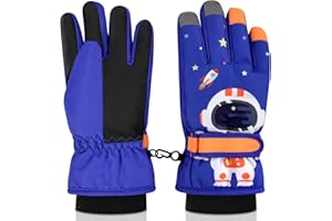 flintronic Dziecięce rękawice narciarskie, zimowe rękawiczki narciarskie, termiczne rękawice śniegowe z regulowanymi mankietami, wodoodporne rękawice snowboardowe dla dzieci, chłopców, jazdy na